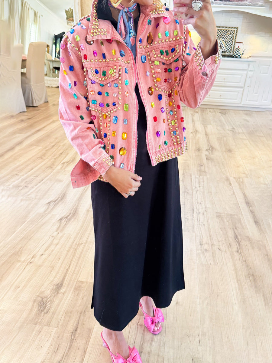 Diamond Loose Long Sleeve Denim Jacket