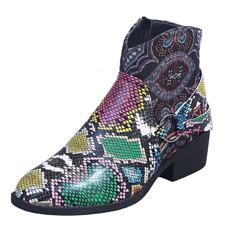 Women's snake print ankle boots