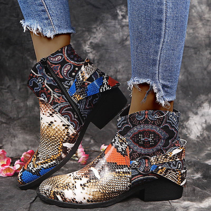 Women's snake print ankle boots