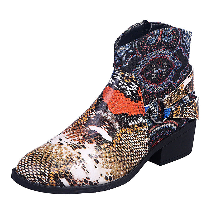 Women's snake print ankle boots