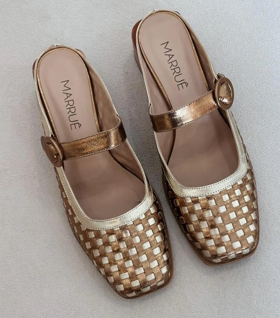 Hand-woven leather slippers