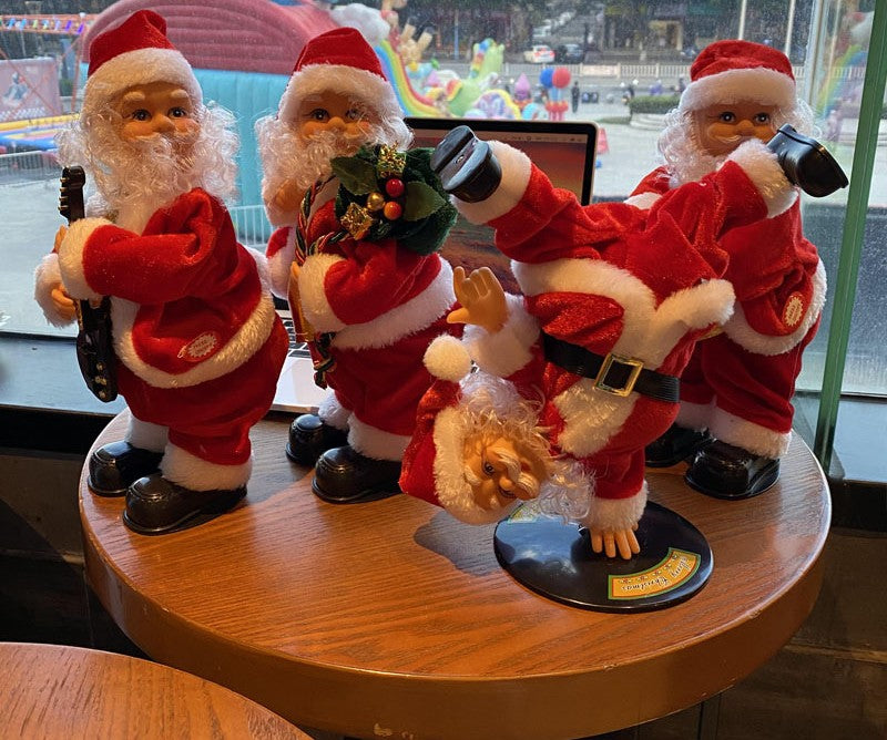One-handed handstand street dance Santa Claus