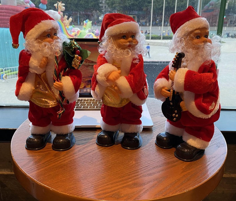 One-handed handstand street dance Santa Claus