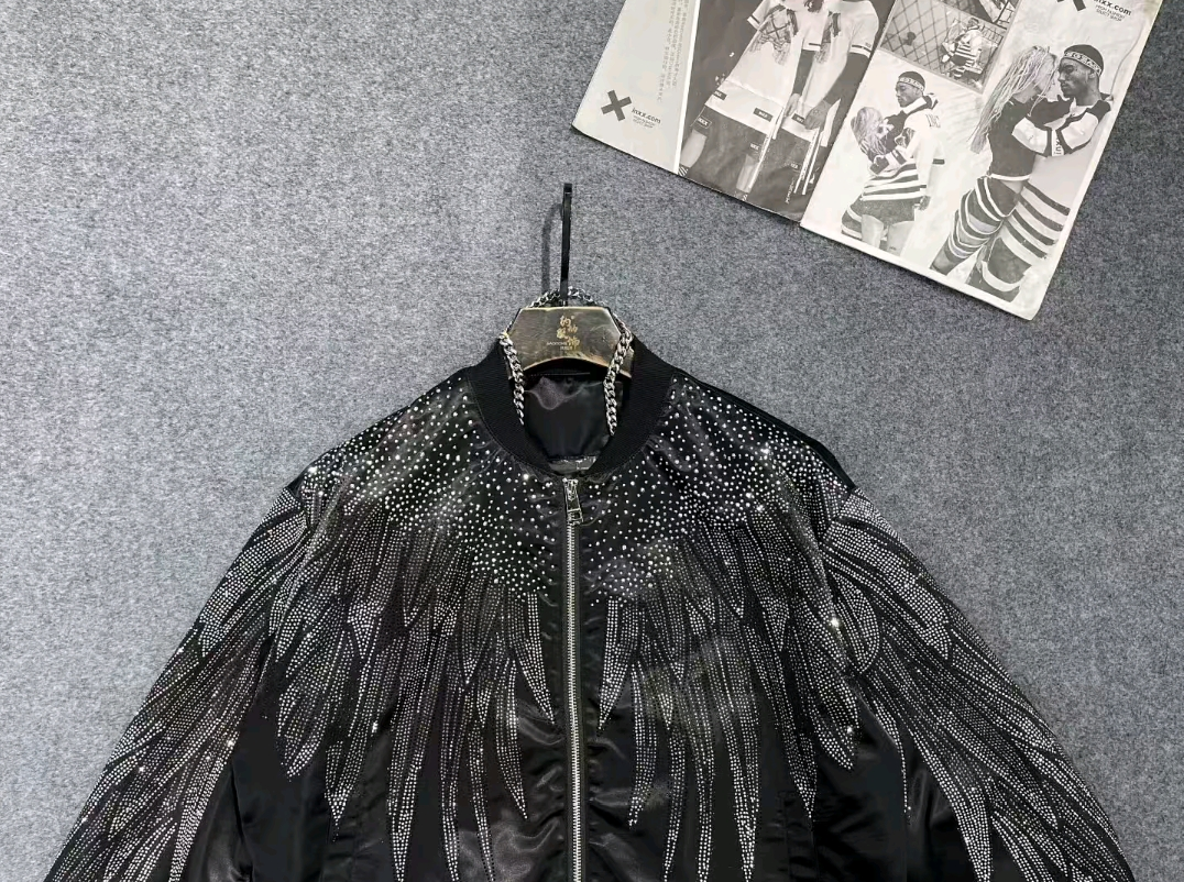 Rhinestone-embellished wing jacket