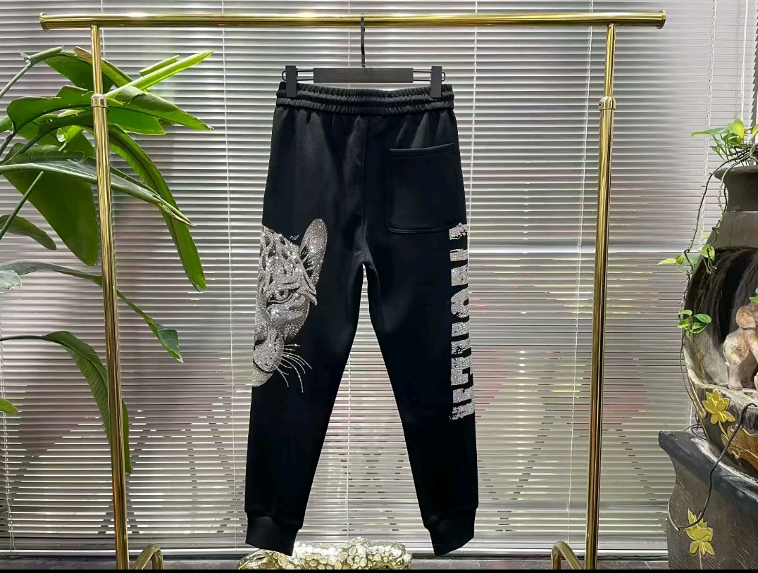 Rhinestone leopard head top and pants