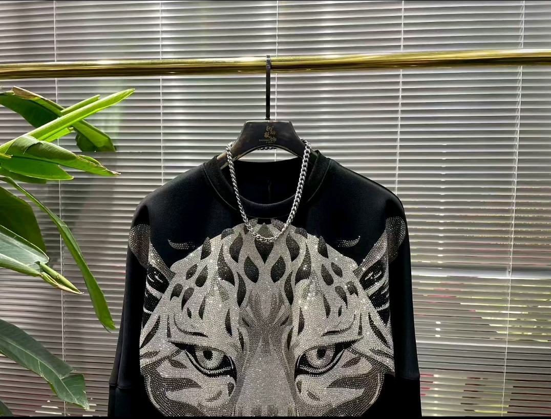 Rhinestone leopard head top and pants