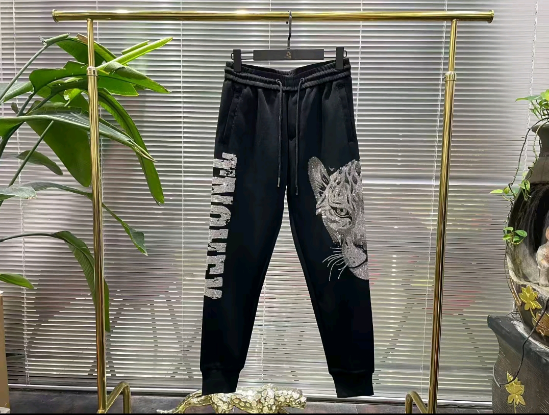 Rhinestone leopard head top and pants