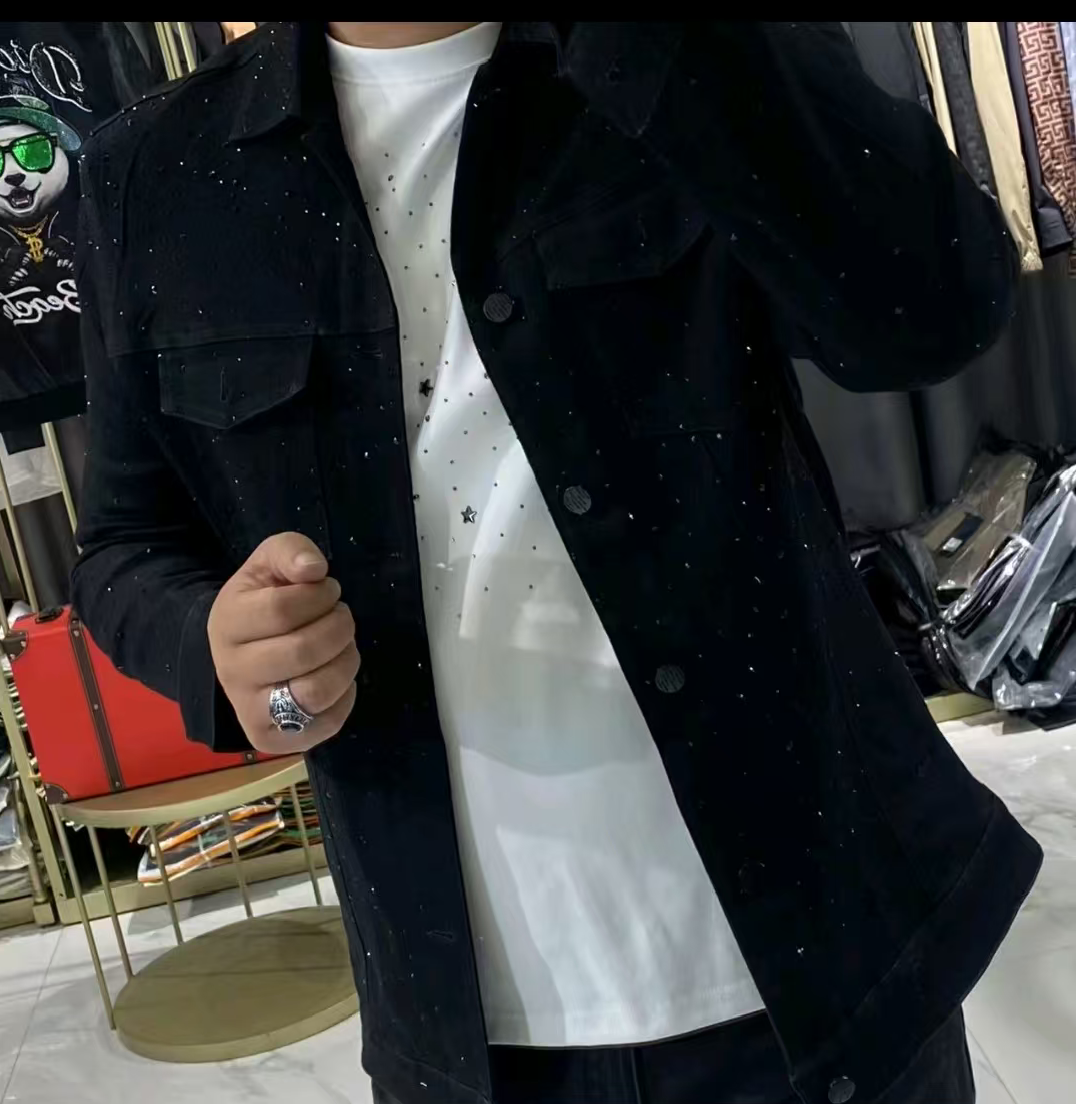Rhinestone Gypsophila denim jacket