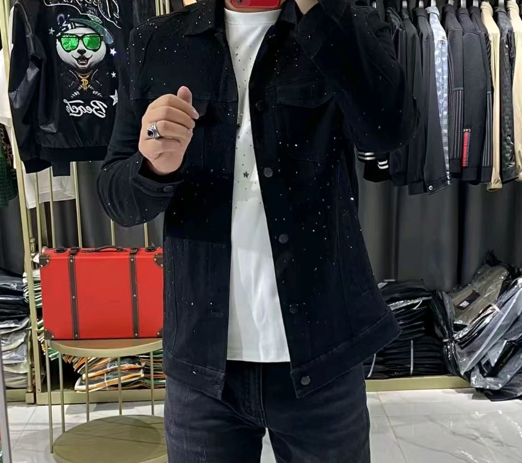 Rhinestone Gypsophila denim jacket