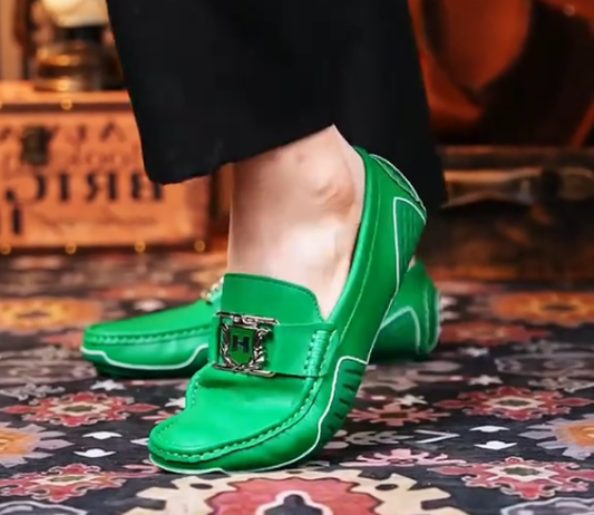 Men's casual flat leather shoes