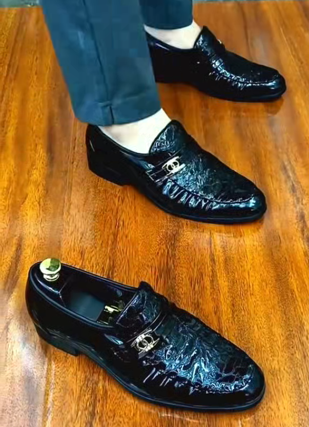 Men's reflective casual leather shoes