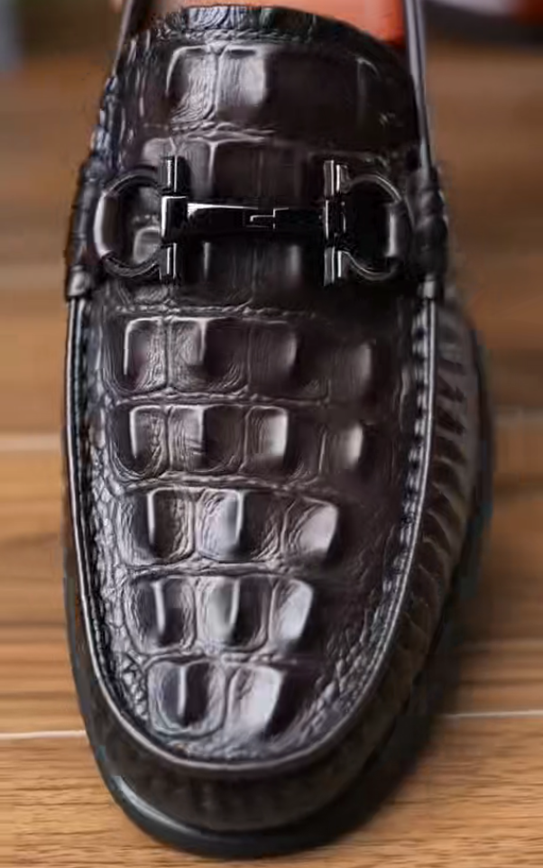 Crocodile pattern men's casual leather shoes