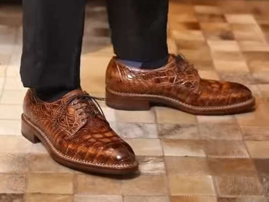 Crocodile pattern men's business leather shoes