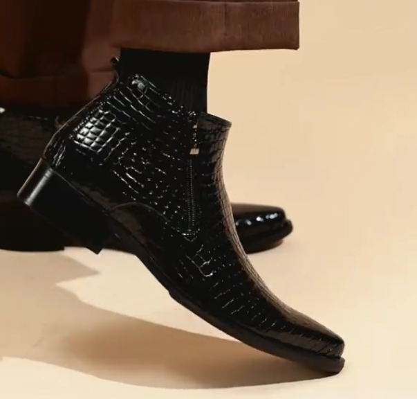 Men's crocodile pattern business casual leather shoes