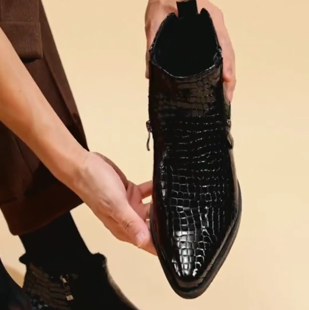Men's crocodile pattern business casual leather shoes