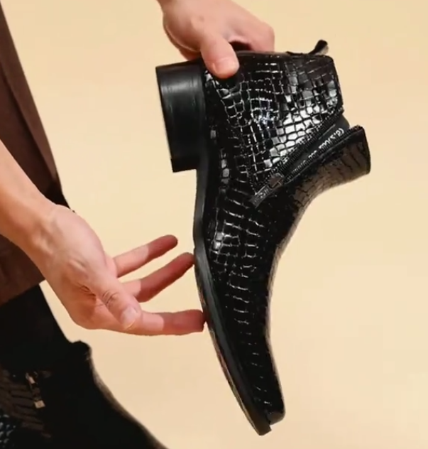 Men's crocodile pattern business casual leather shoes