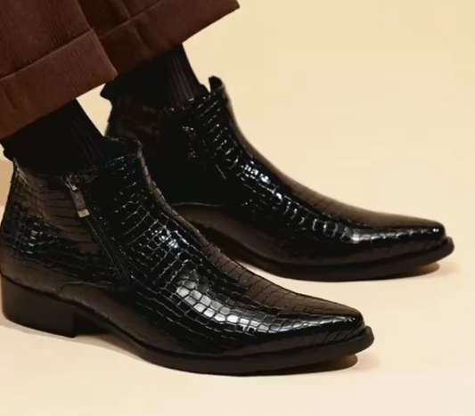 Men's crocodile pattern business casual leather shoes