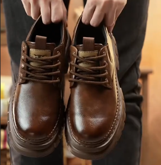 Men's thick-soled casual leather shoes