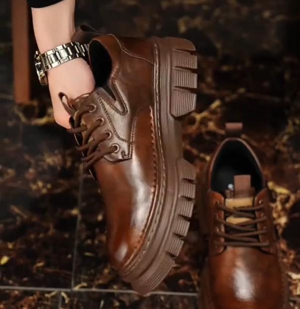 Men's thick-soled casual leather shoes
