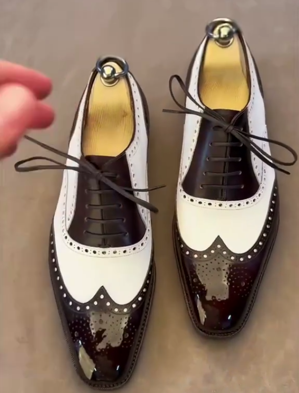 Men's colorblock business casual leather shoes