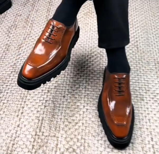 Men's thick-soled retro casual leather shoes