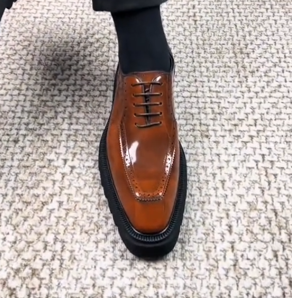 Men's thick-soled retro casual leather shoes