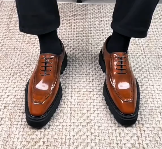 Men's thick-soled retro casual leather shoes