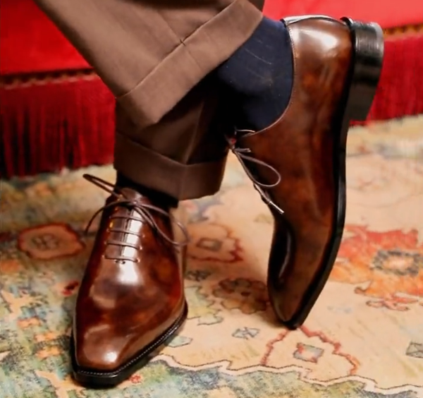 Men's brown lace-up casual leather shoes