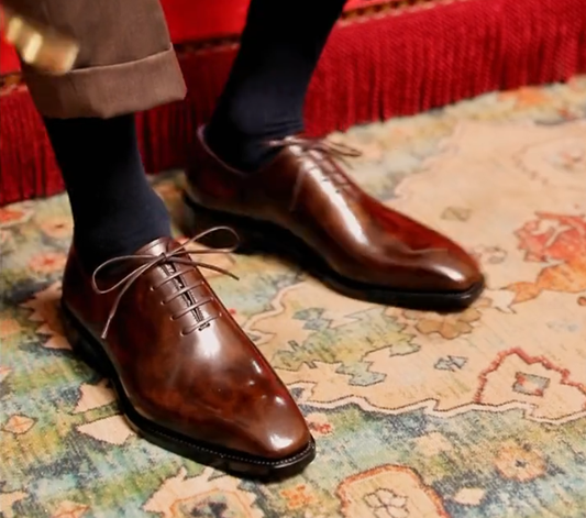 Men's brown lace-up casual leather shoes