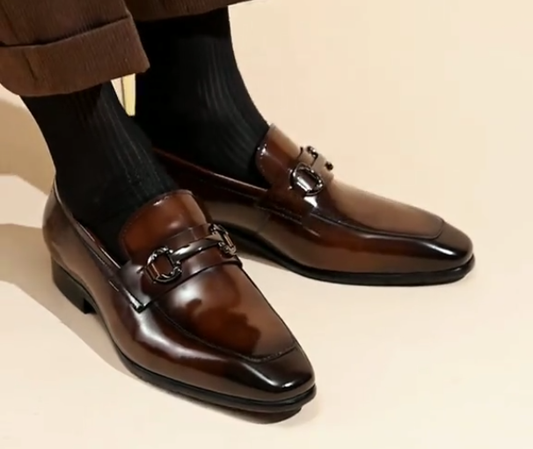 Men's brown business leather shoes