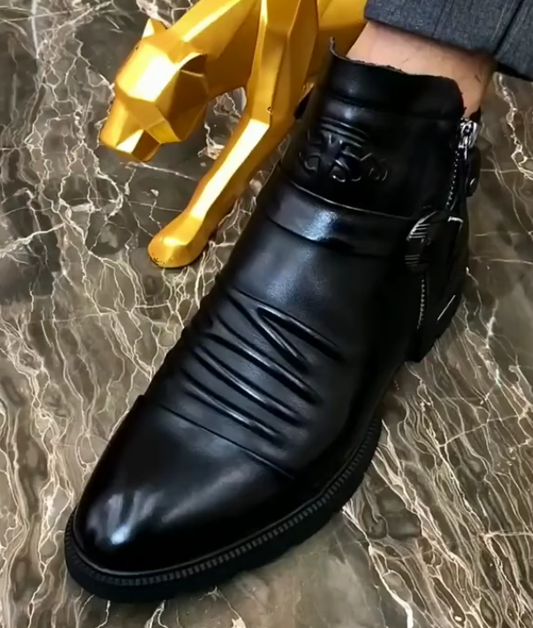 Men's mid-low top casual leather shoes