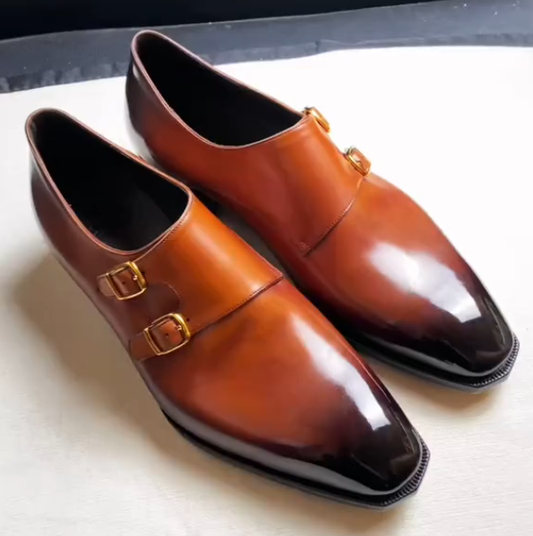 Men's colorblock casual leather shoes