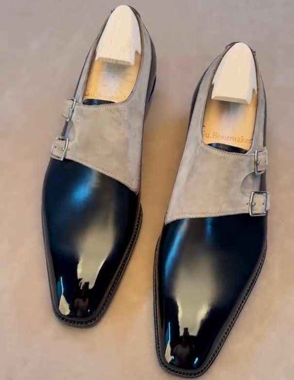 Men's patchwork casual leather shoes