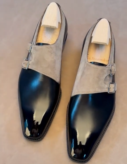 Men's patchwork casual leather shoes