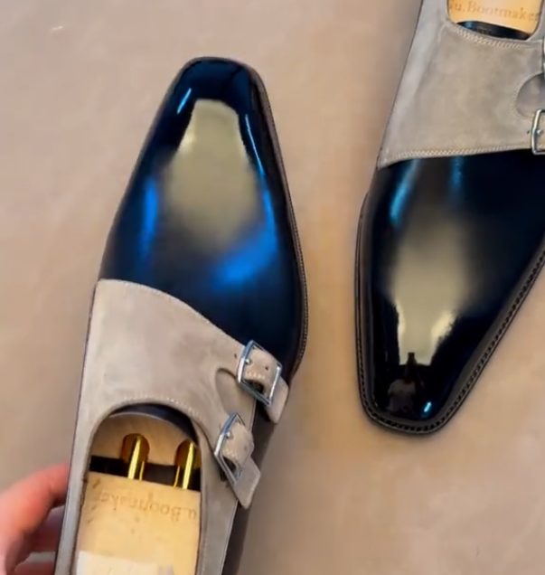Men's patchwork casual leather shoes
