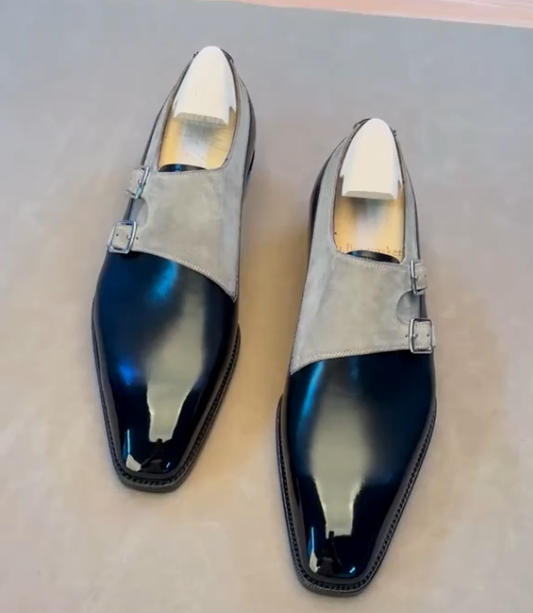 Men's patchwork casual leather shoes