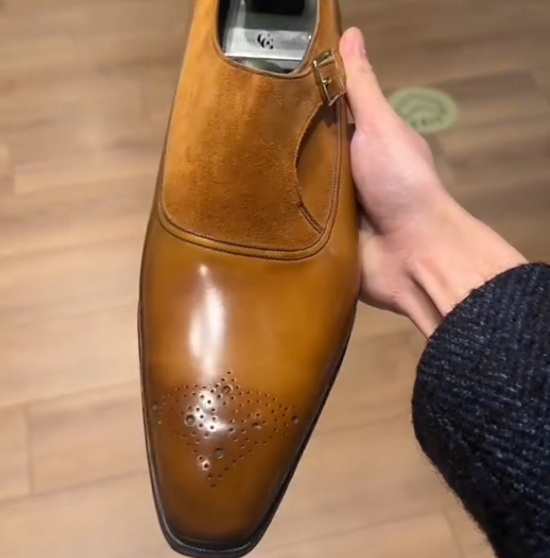 Men's patchwork flat casual leather shoes