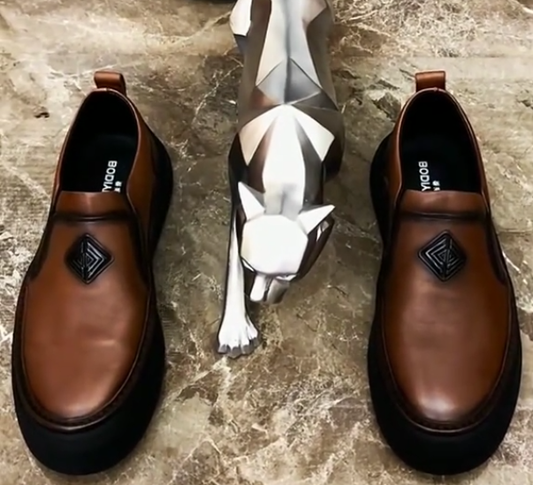 Men's vintage soft leather casual shoes