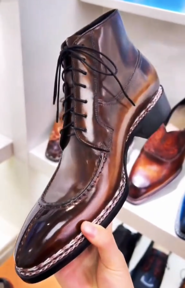 Men's mid-cut lace-up business casual leather shoes