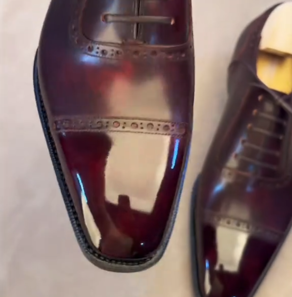 Men's pointed toe shiny casual leather shoes
