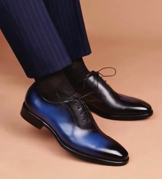 Men's colorblock business casual leather shoes