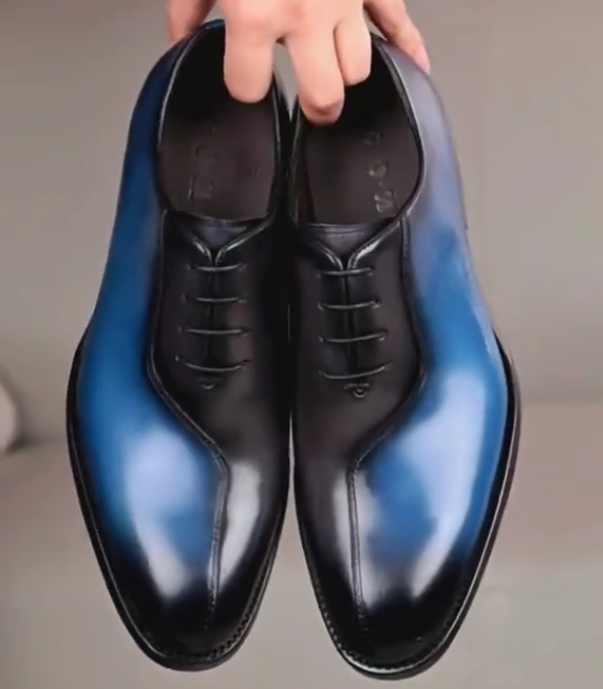 Men's colorblock business casual leather shoes