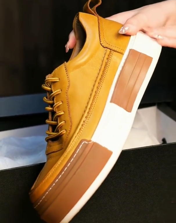 Men's thick-soled soft leather casual shoes