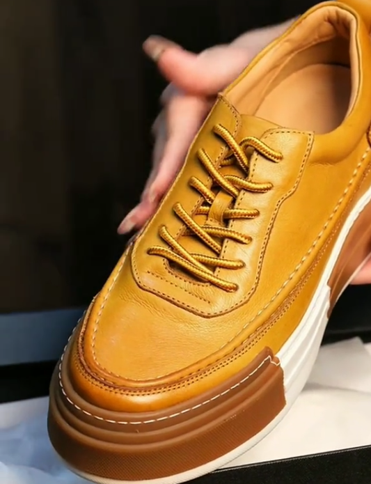 Men's thick-soled soft leather casual shoes