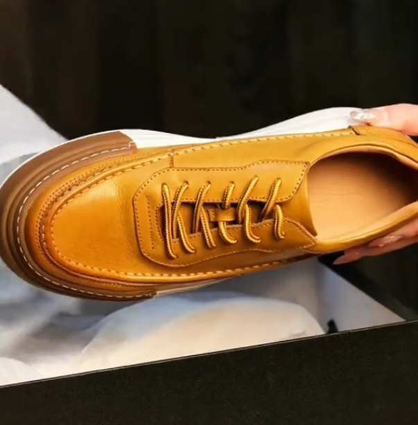 Men's thick-soled soft leather casual shoes