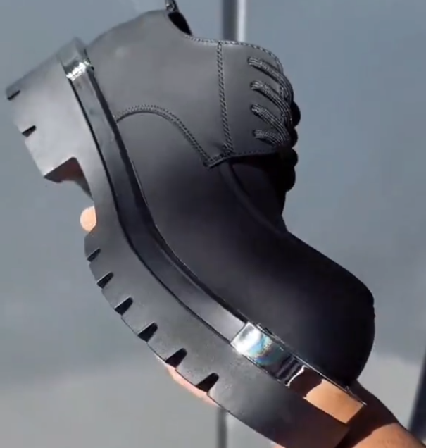 Men's round toe thick-soled casual leather shoes