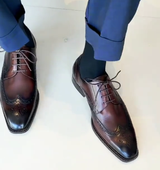 Men's pointed toe casual Oxford shoes