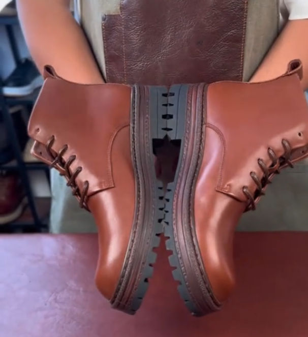 Men's brown platform Martin boots