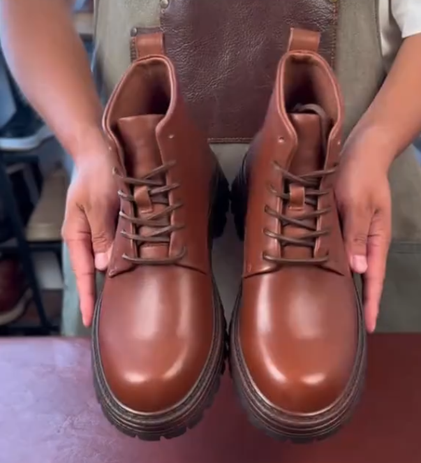 Men's brown platform Martin boots