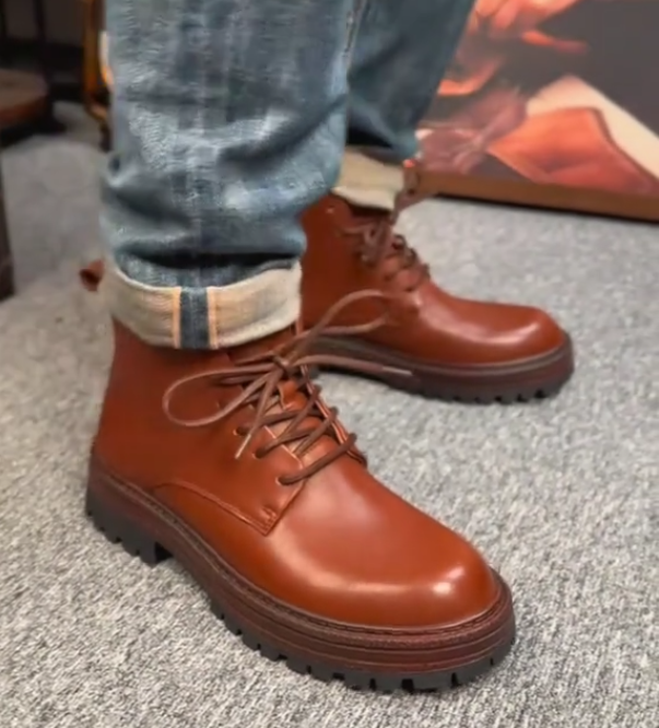 Men's brown platform Martin boots